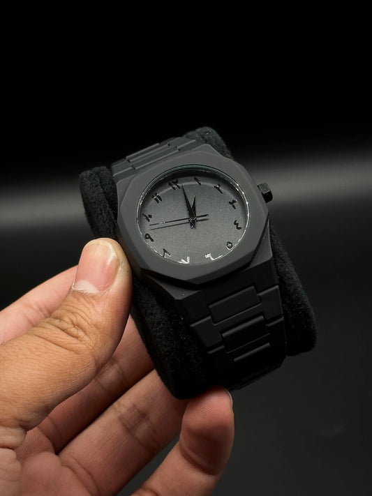 Minimalist Black Arabic Dial Watch – Sleek & Modern Design
